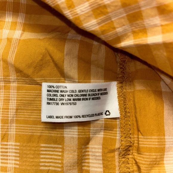 Universal Thread Women's Balloon Long Sleeve Popover Blouse Yellow Plaid Size XS - Picture 10 of 10